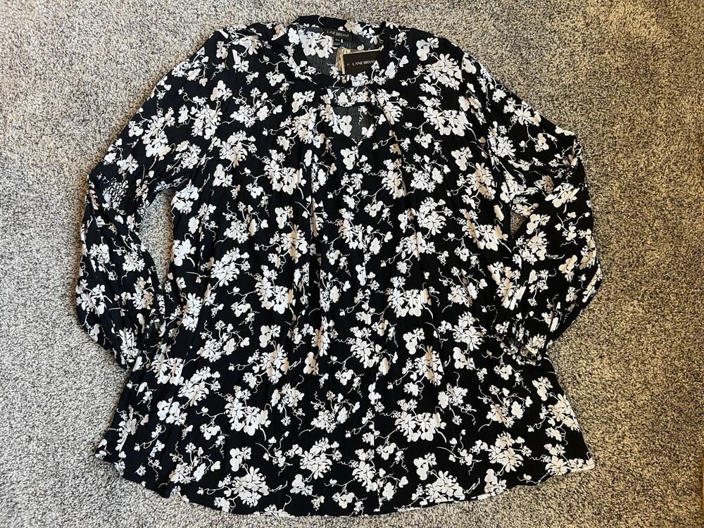 Lane Bryant Oversized Flowy Tunic Blouse sz 14/16 NWT White Black Boho